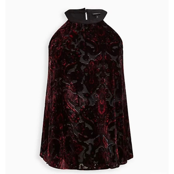 Torrid NWT HALTER TUNIC TANK - BURNOUT VELVET PAISLEY Torrid SZ 0=12 in women’s - Picture 8 of 12
